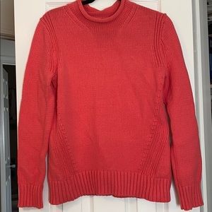 Coral Mock-Neck Knit Sweater